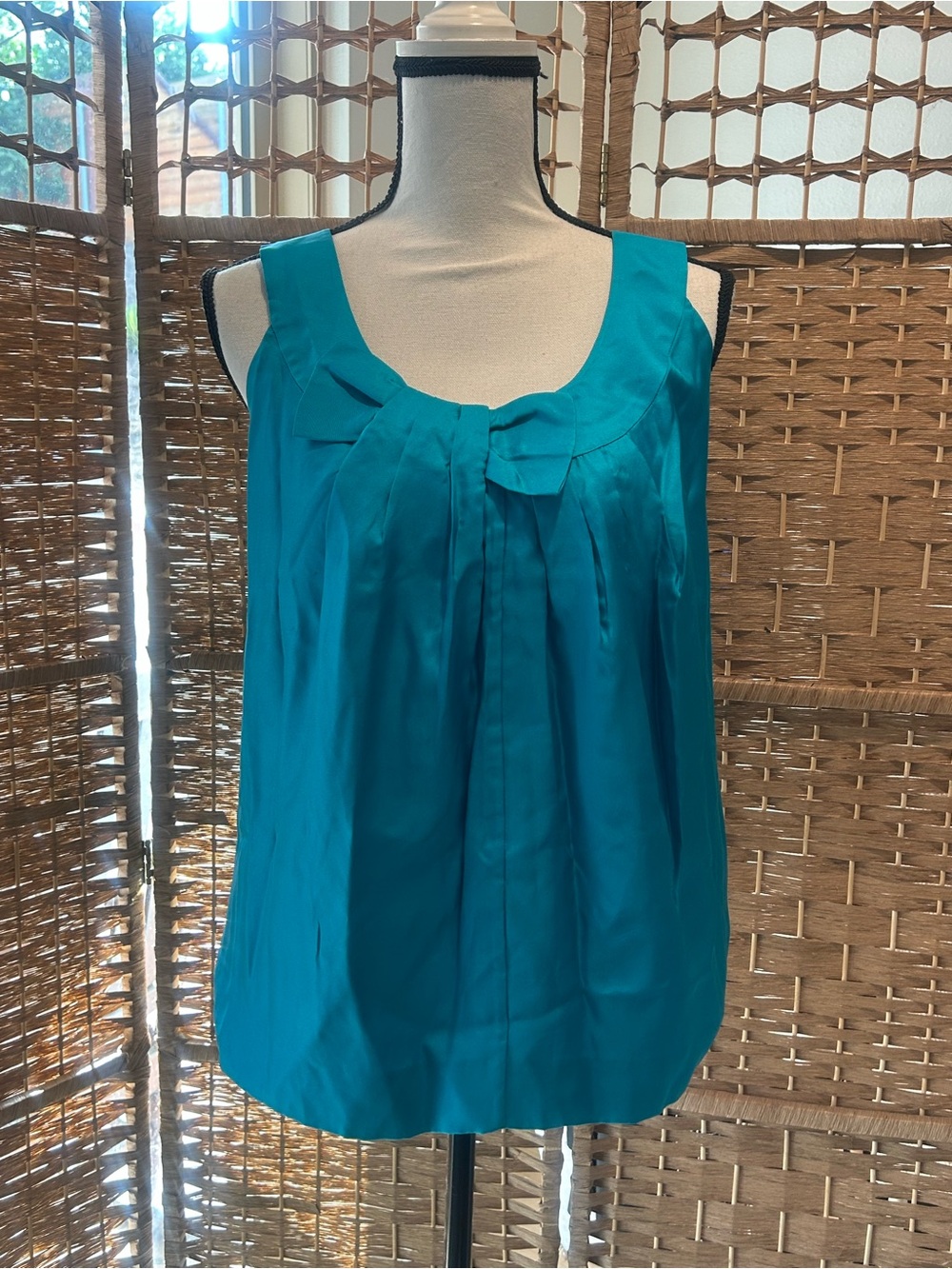 Kate Spade Sleeveless Bow-Detail Teal Top